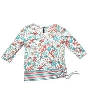 Casey Key, Size S, Tropical Printed 3/4 Sleeve Top